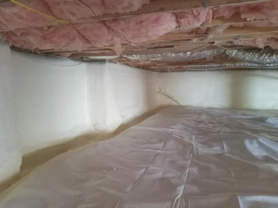 Crawl space encapsulation with closed-cell spray foam for Attic Insulation in Harrison